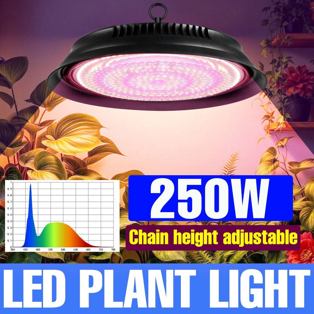 250W LED Full Spectrum Plant Grow Light with Chain Hook Adjustable ...