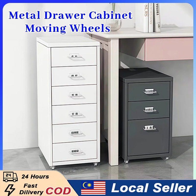 File Cabinet 3/5/6 Tier with Lock & Wheels | Slim Metal Storage ...