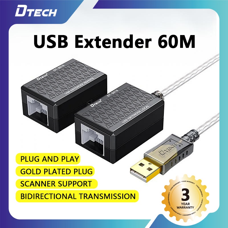 DTECH USB Extension Adapter USB to RJ45 Extender Over Cat5 Cat5e ...