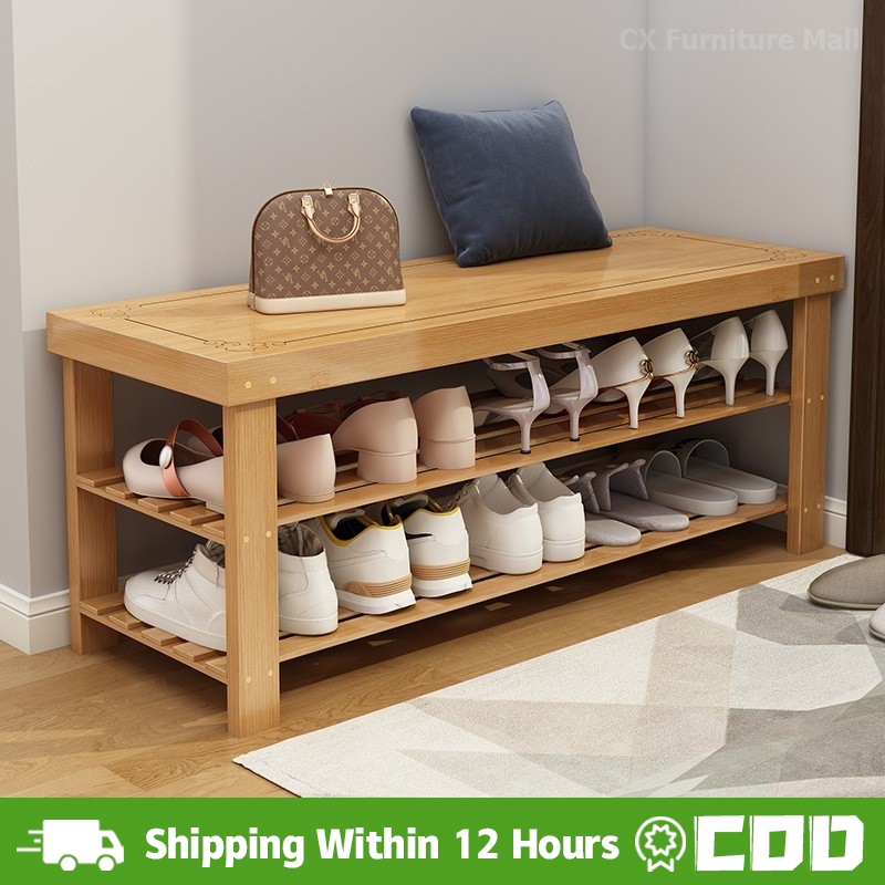 2 In 1 Shoe Rack Organizer With Seat Wooden Shoe Storage Rack Stool ...