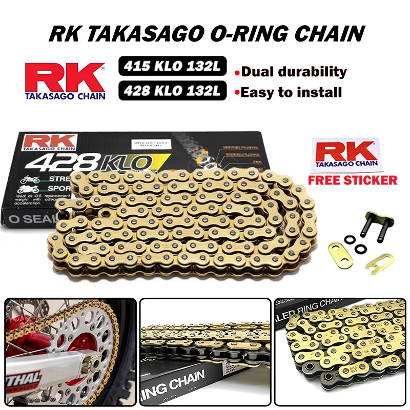 RK O-Ring Chain 415/428 KLO Gold Chain Rantai 428 415 132L Chain Rkm ...