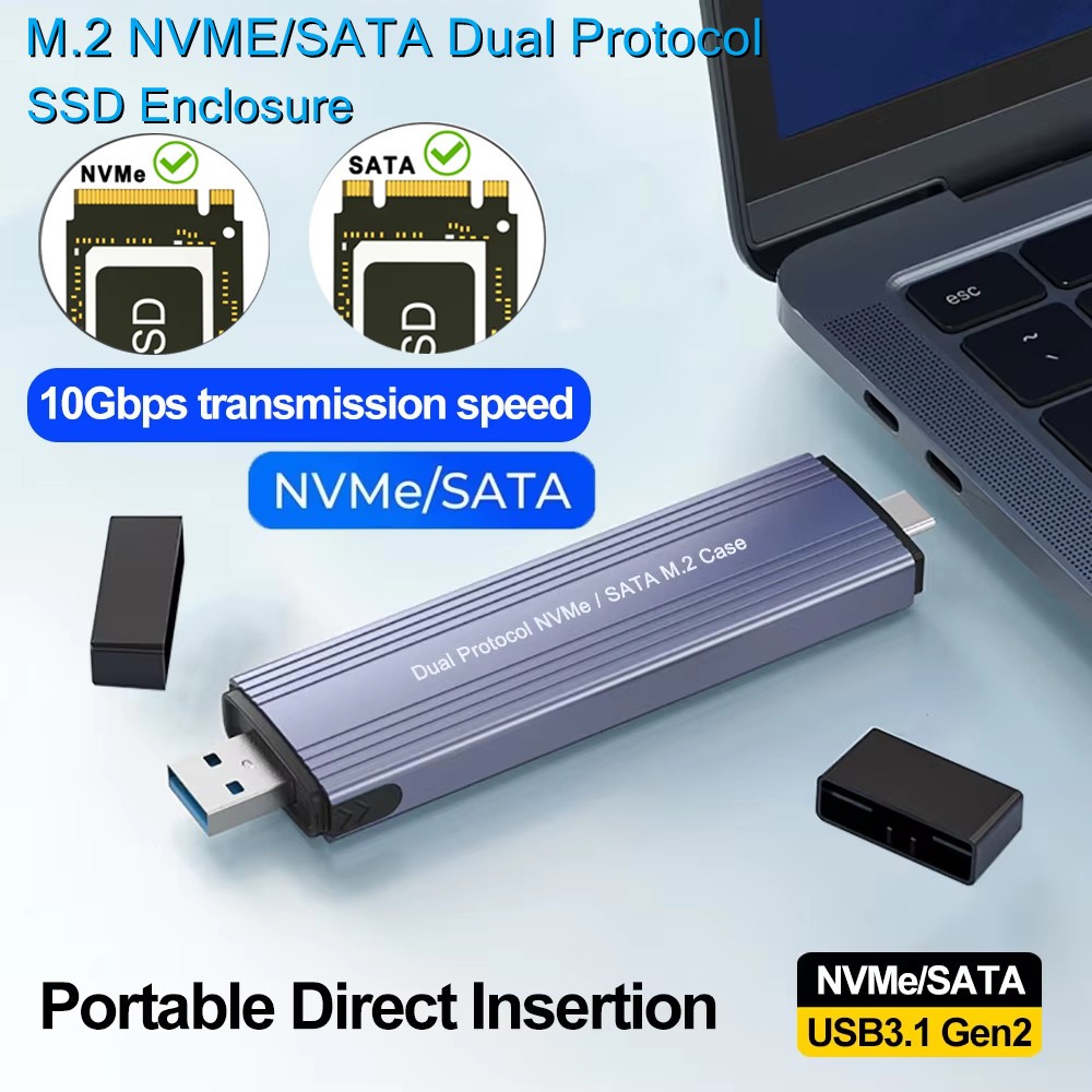 M.2 SSD Case NVMe USB Type-C Gen2 10Gbps PCIe SSD Case M2 SATA&NGFF M.2 ...