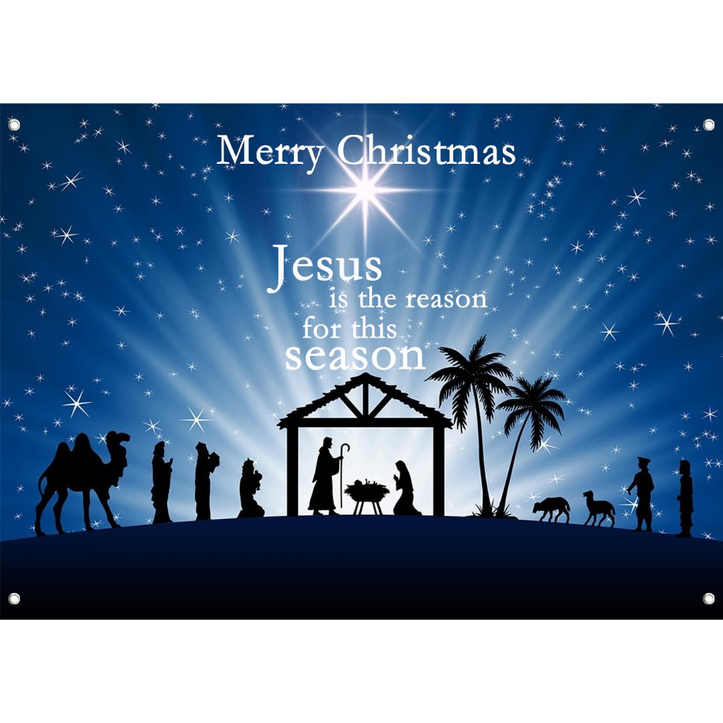 Merry Christmas Birth of Jesus Backdrop Jesus is the reason for this ...