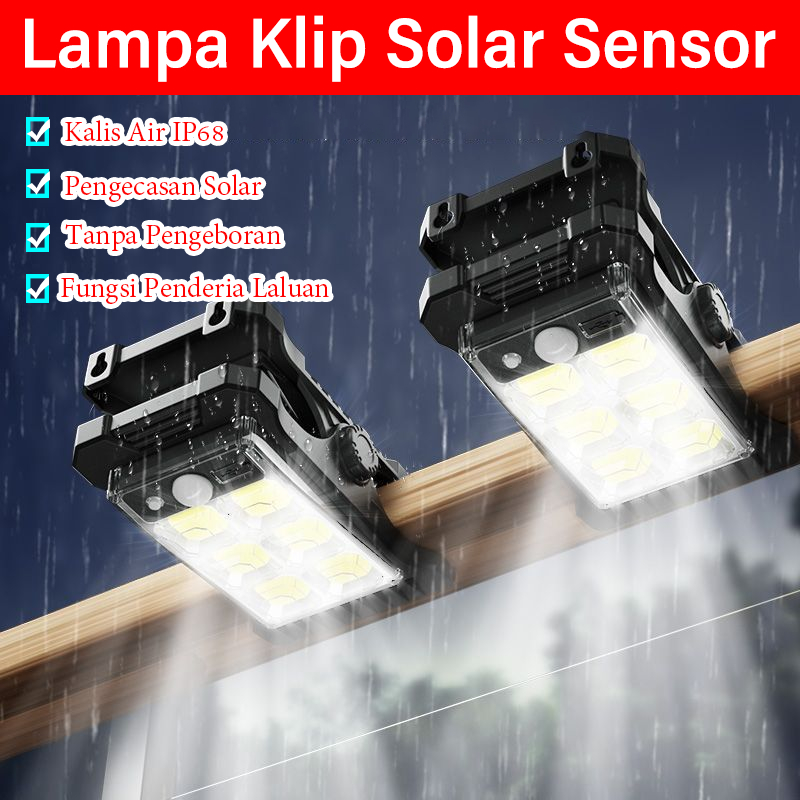 Lampa Klip Solar Sensor Boleh Dicas Semula, Pengecasan Solar Penderia ...