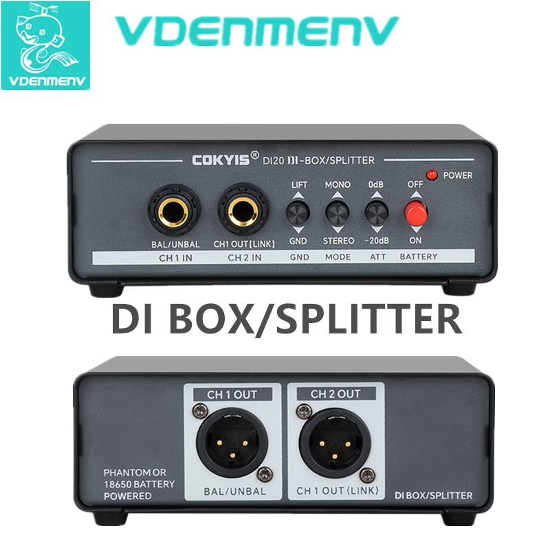 DI20 Active DI Box 2-Channel, Low Noise SPLITTER/DI Boxfor Stage Guitar ...