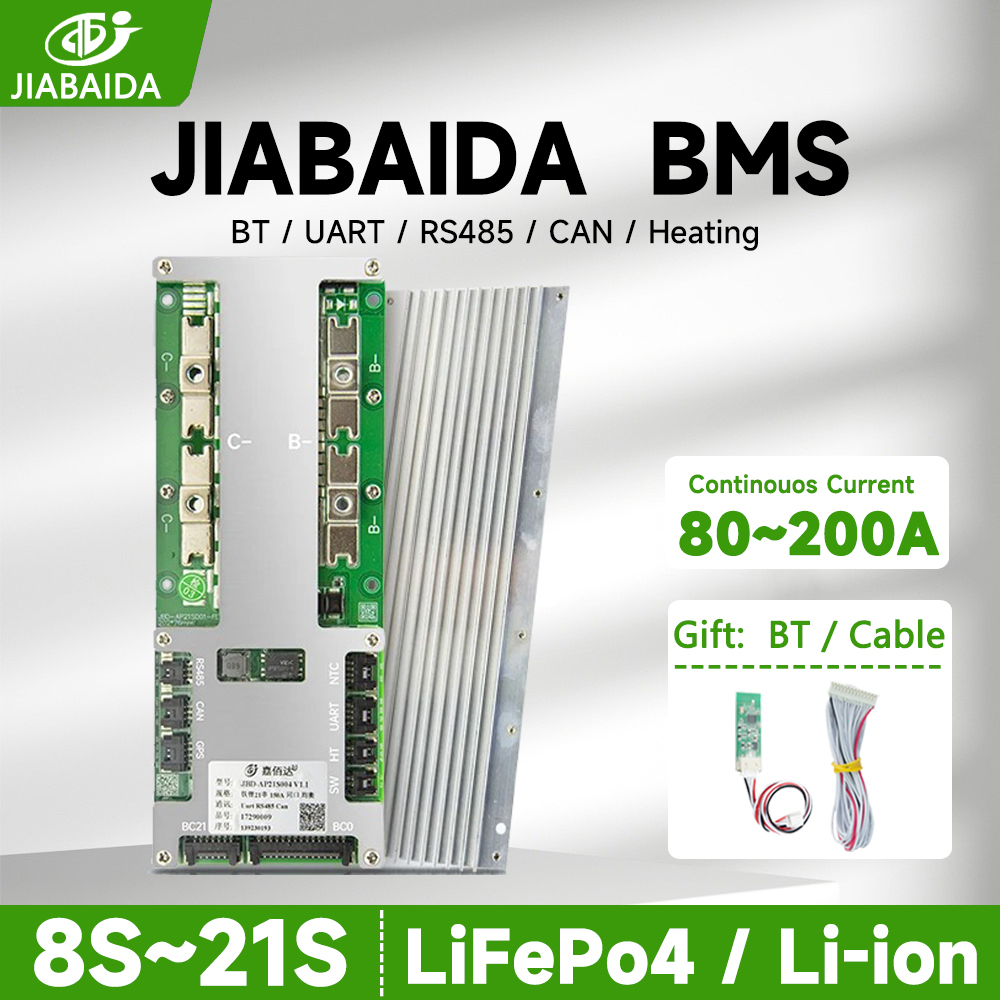 JIABAIDA Smart BMS 8S 10S 13S 14S 16S 17S 20S 21S 80A 150A BT 24V 48V ...