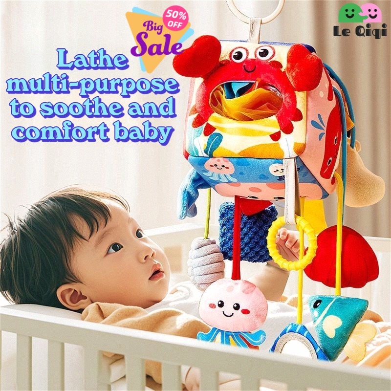 Extra Large No-Crying 12-in-1 Indestructible Crab-Shaped Rattle Pull ...
