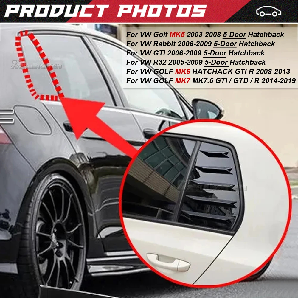 1 Pair Rear Side Window Trim Spoiler For VW Golf 5 Golf 6 Golf 7 MK5 ...
