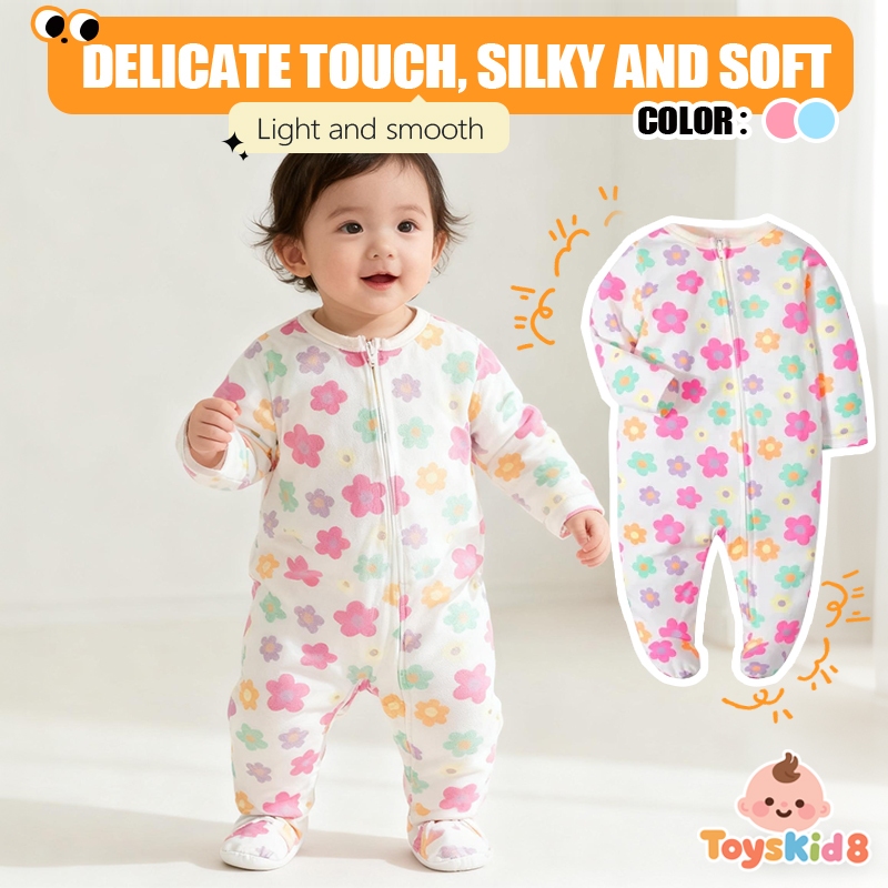 Newborn Footed Romper, Multicolor Floral Print Silky Soft Baby Onesie ...