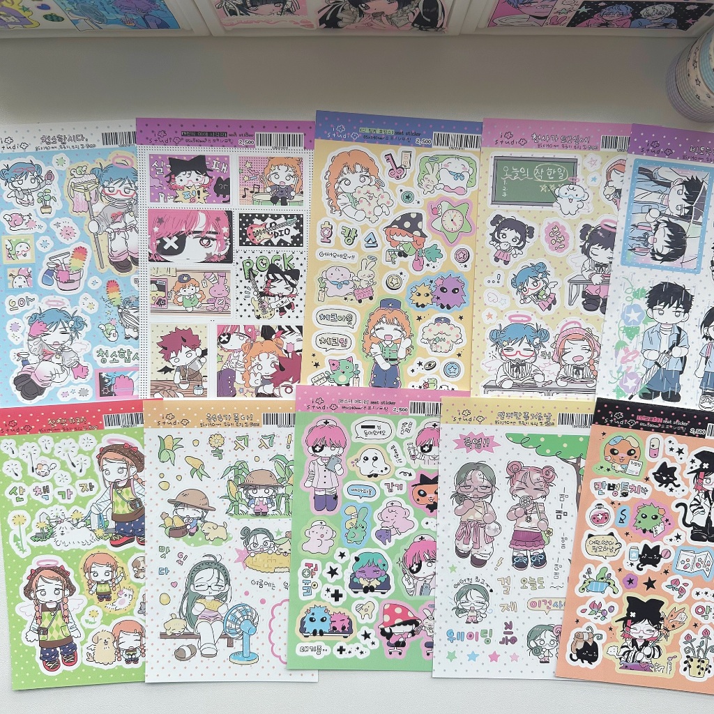 Korean Cute Girl Stickers Cartoon Sweet Girl Character Sticker Hand ...