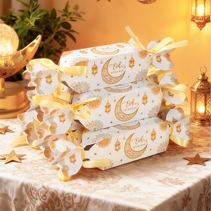 6pcs Eid Gift Box Set Hari Raya Decorations 2026 Glossy Coated With 12 ...