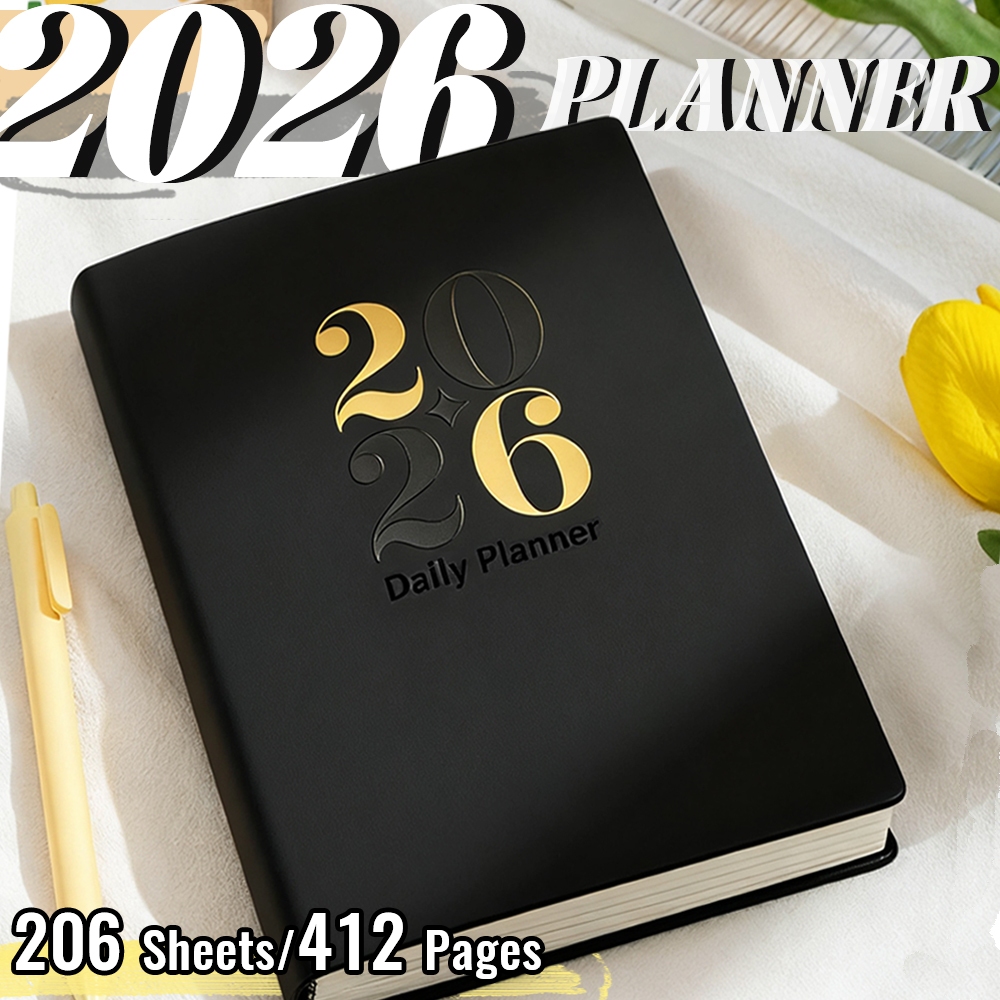 2026 Planner A5 Softcover English 365 day Yearly Schedule Leather ...