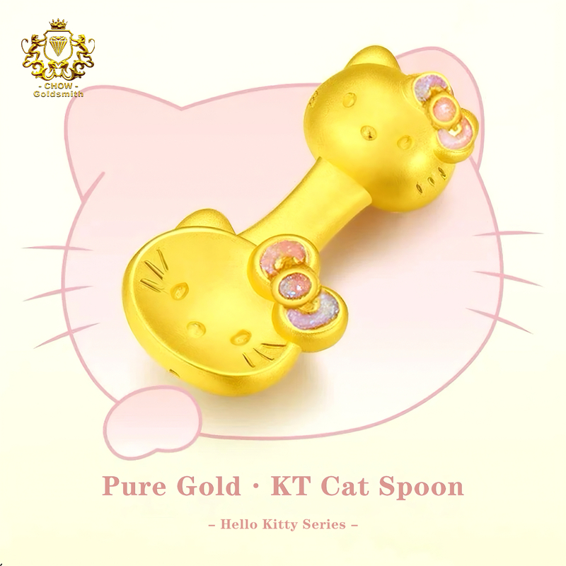 【CHOW Goldsmith】999 2.5g Pure Gold Hello Kitty Necklace Solid Gold KT ...