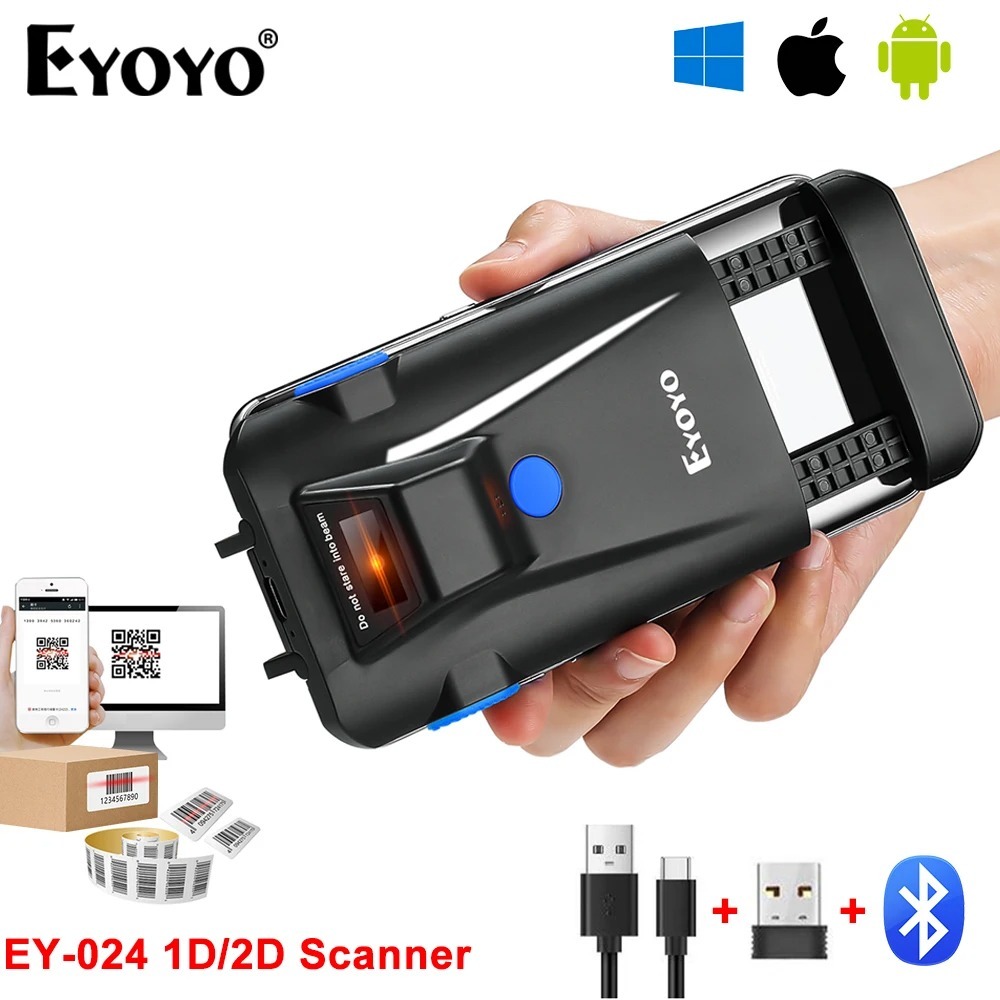 Eyoyo 3-in-1 Phone Back Clip Barcode Scanner 1D 2D QR Wireless ...