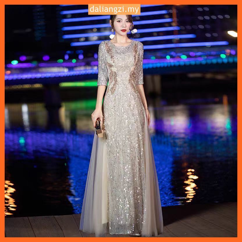 evening dress online malaysia Long Sequin Mermaid Prom Dress with Strappy Open Back Emerald / XSmall main image 1