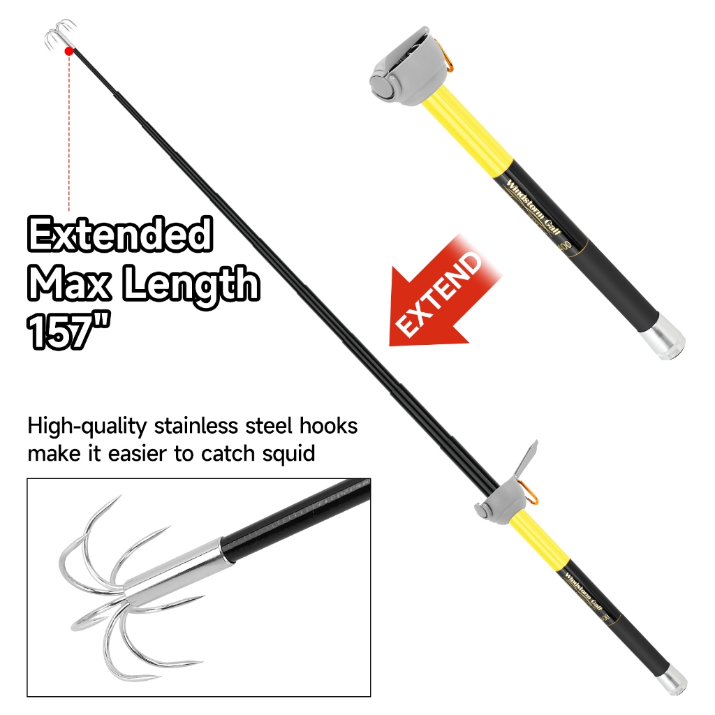 Fishing Tackle 3/4M Portable Telescopic Stainless Steel Seven Hooks ...