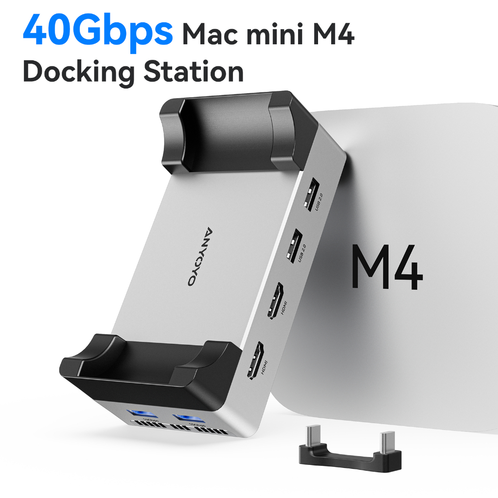 ACASIS Mac Mini M4 Dock & Stand 40Gpbs 8-IN-1 Docking Station USB-C Hub ...