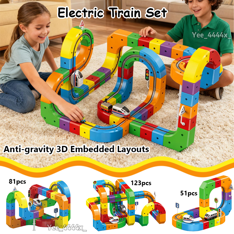Electric Train Set Anti-gravity 3D Embedded Layouts & Motorized Car DIY ...