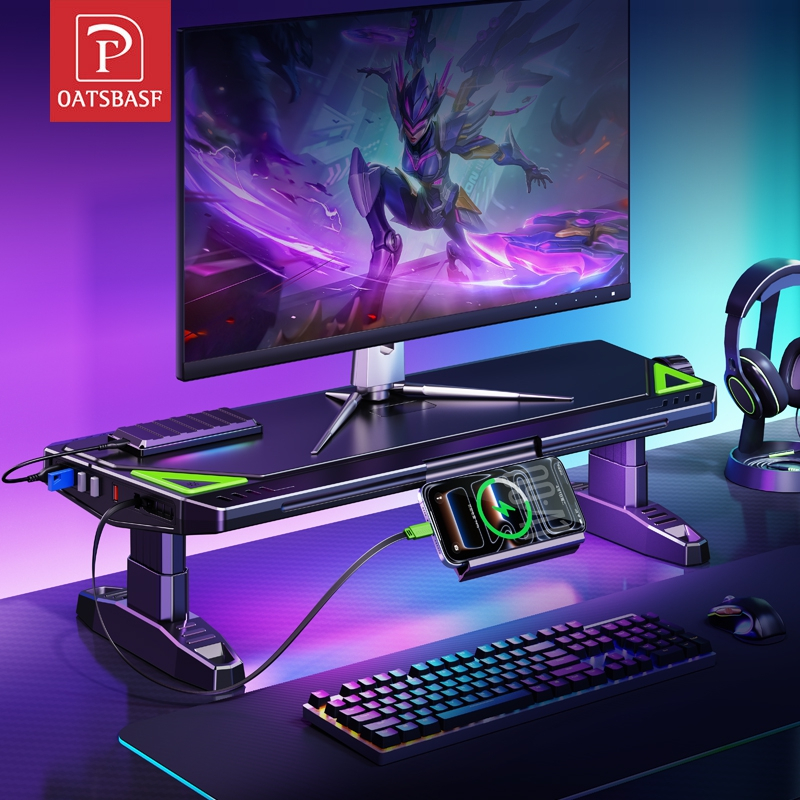 OATSBASF Gaming Style Computer Display Heightening Stand With USB3.0 ...