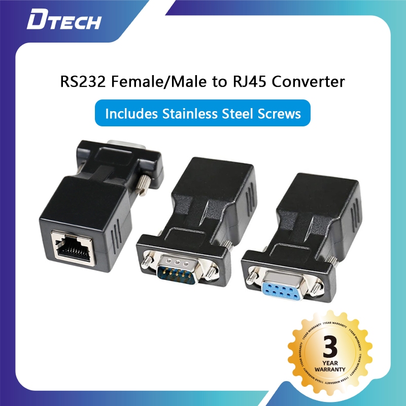 DTECH DB9 to RJ45 Serial Adapter RS232 Female to RJ-45 Female Ethernet ...