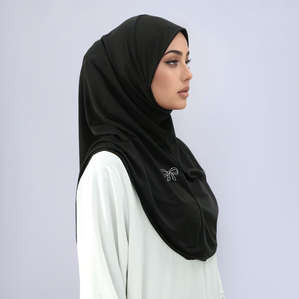LMLAVEN Instant Hijab Glitter Shimmer Golden Belted Knot Pattern ...