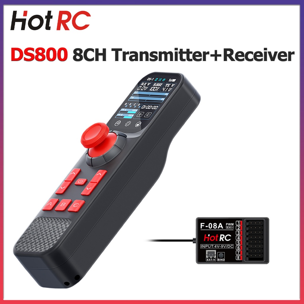 HOTRC 8CH 2.4G DS800 Color Screen Remote Controller Transmitter With F ...