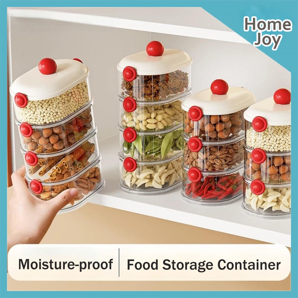 Plastic Stackable Storage Box with Lid Household Sealed Food Spice ...