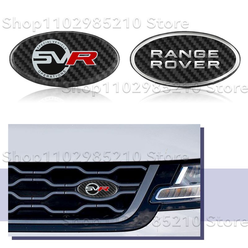 Car Grille Emblem Carbon Fibre Badge Sticker SVR Logo For Land Rover ...