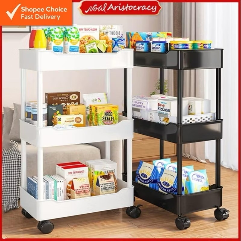 2/3/4/5-tier multi-functional storage rack, wheeled kitchen storage ...
