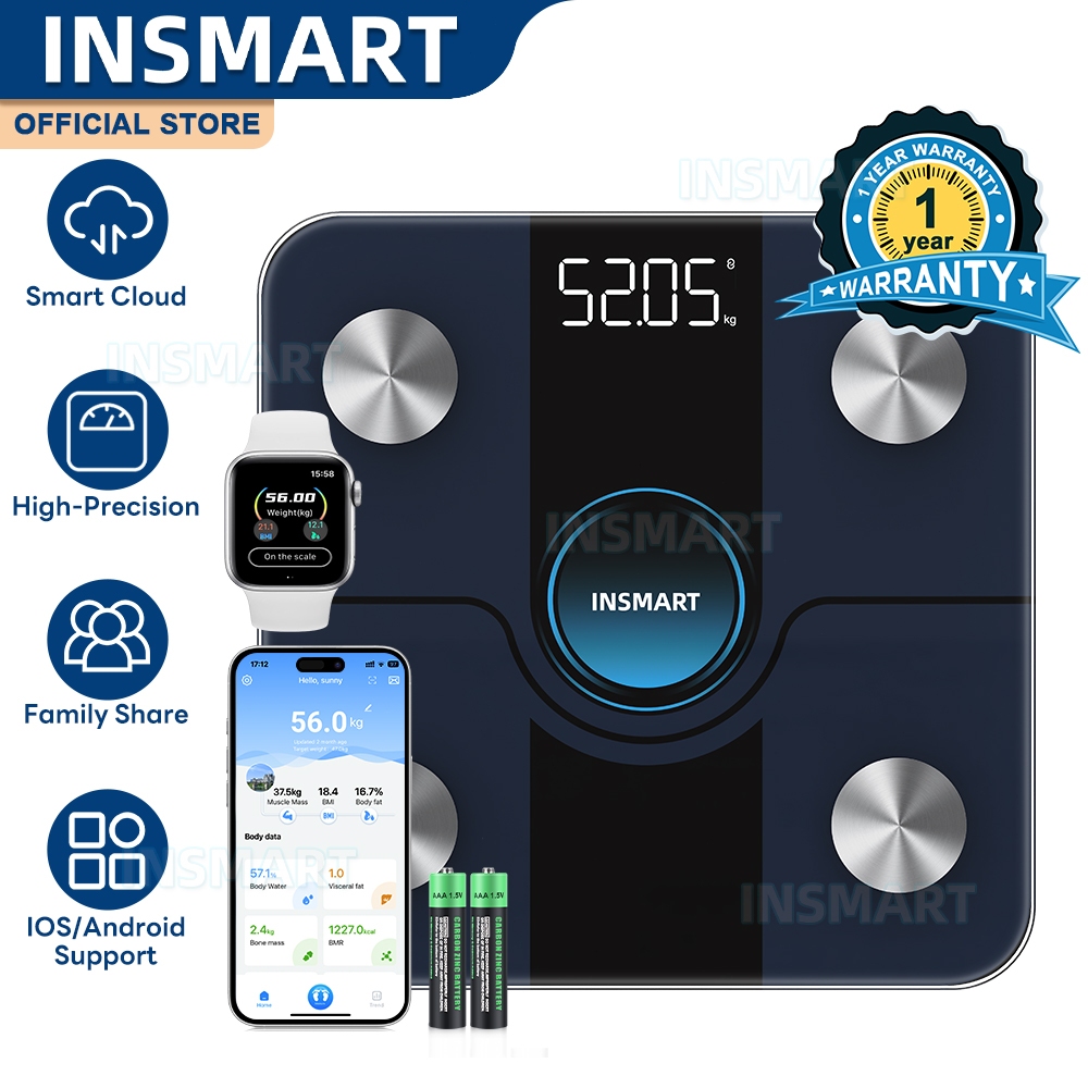 INSMART Smart Digital Scale, 180KG, Measures Weight and Body Fat ...