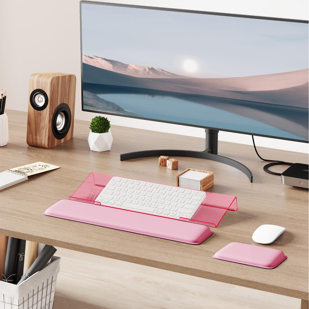 Computer Mouse Keyboard Wrist Rest Bracket Set Slant Rack Memory Foam ...