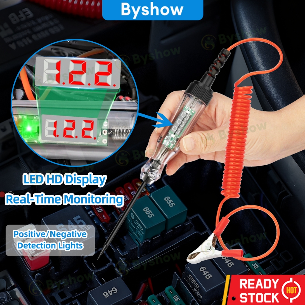 Byshow Pen Ujian Voltan Litar Kereta DC Paparan Digital 5-120V DC Car ...