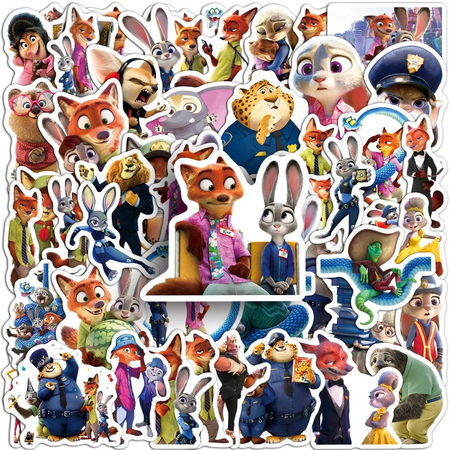 Funny 50pcs Zootopia Stickers For Phone Laptop Scrapbook Art Helmet ...