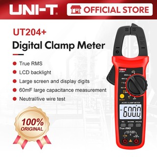 UNI-T UT204+ Digital Clamp Meter DC AC Current Voltage Ampere NCV Ohm ...