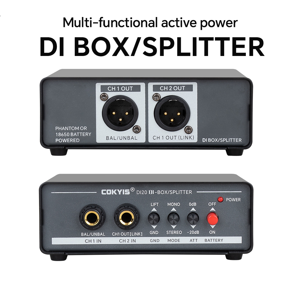 2 Channel Active DI Box Splitter Noise For Eliminates Ground Looping ...
