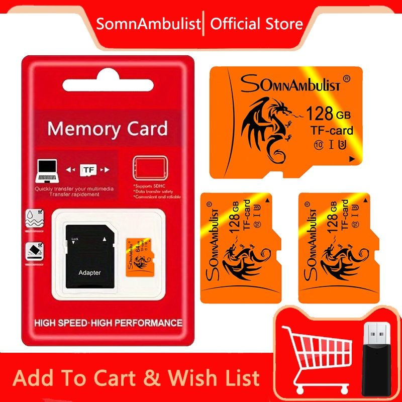 Somnambulist-Waterproof Micro SD/TF Memory Card, 16GB/32GB/64GB/128GB ...