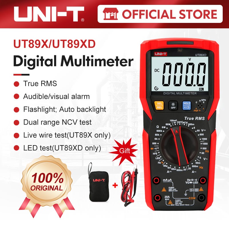 UNI-T UT89X UT89XD Digital Multimeter 1000V DC AC Voltage 20A AC DC ...