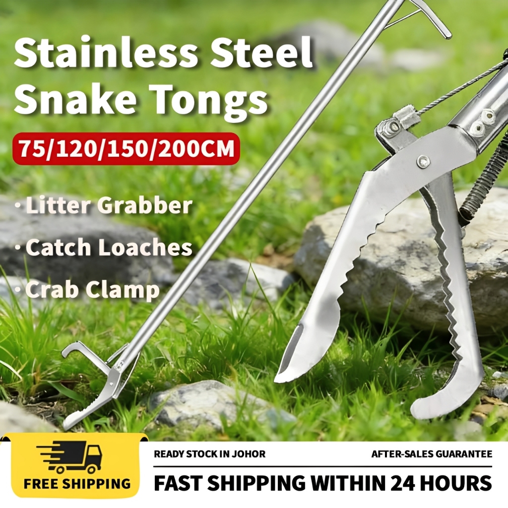 LUNOO 2M/6.56FT Snake Stick Catcher Foldable Snake Tongs Clamp ...
