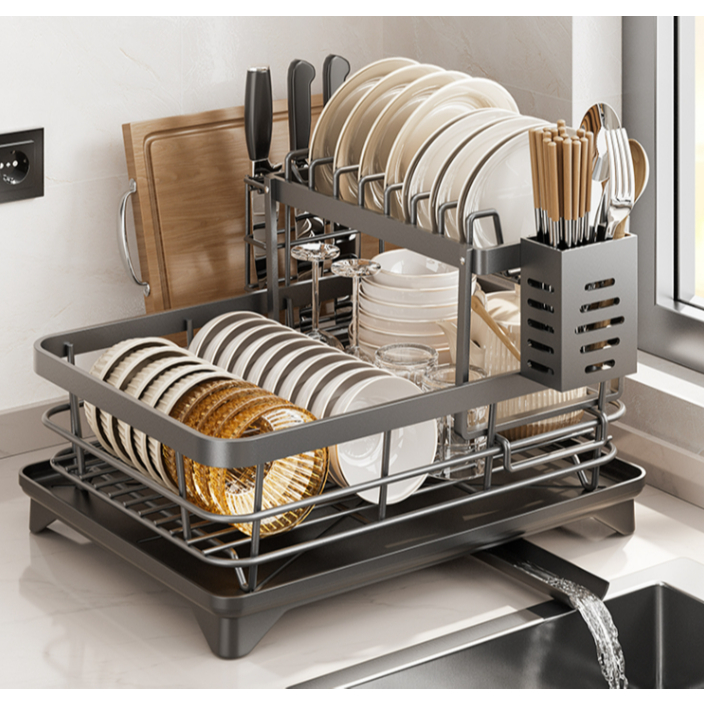 304 Stainless Steel Material Two-Layer Dish Rack | Drain Tray | To ...