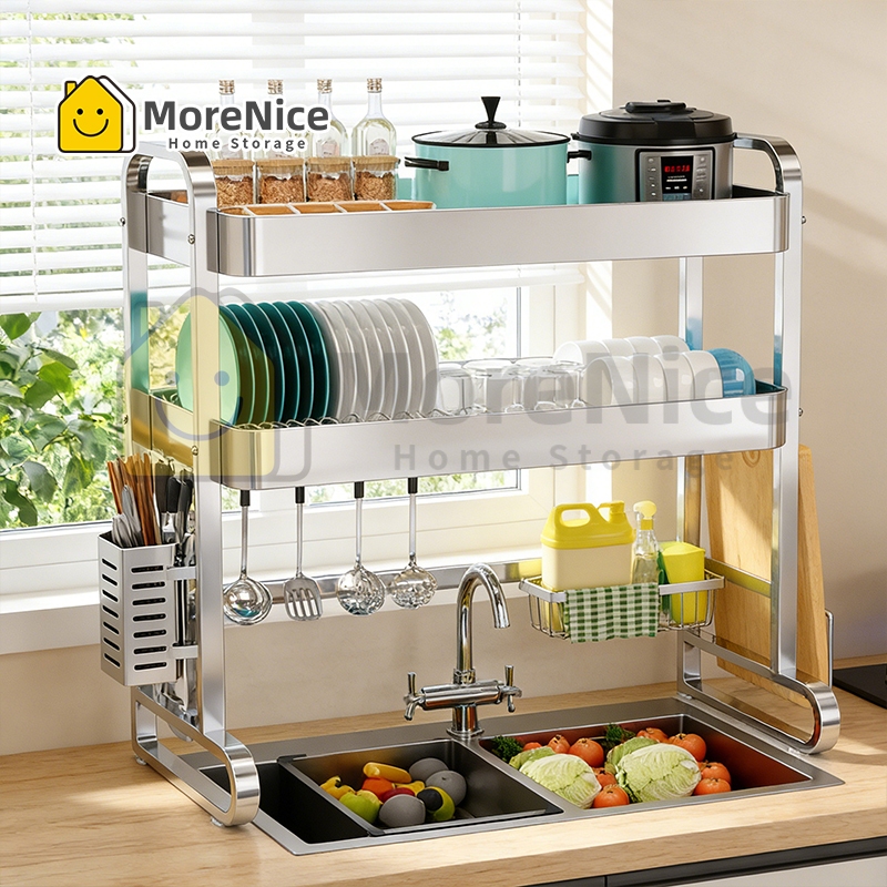 MoreNice Stainless Steel Dish Rack Heavy Duty Large Capacity Sink ...