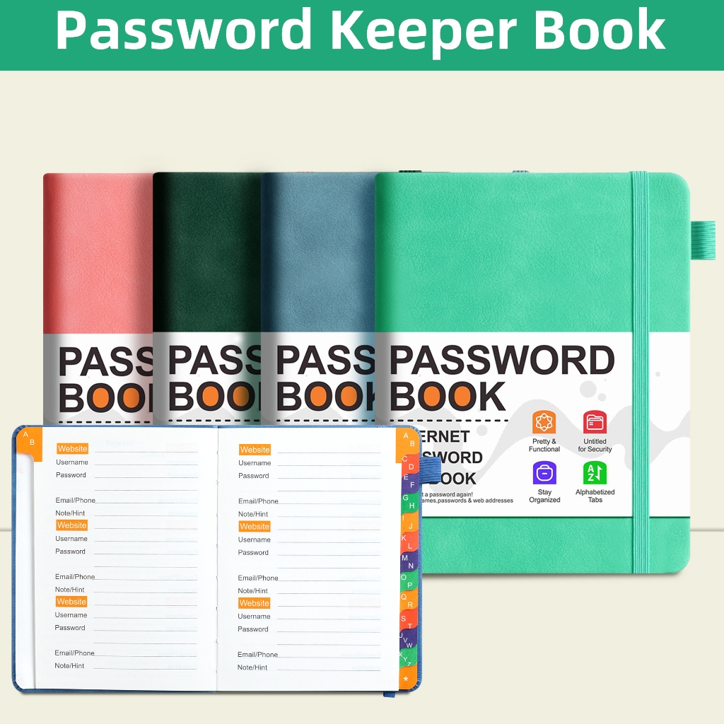Minimalist Multi-Color Password Book | Alphabetical Index, Secure ...