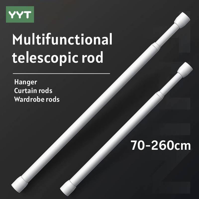 YYT 70-260cm Telescopic Curtain Rod No Punching Thickened Rack Roman ...