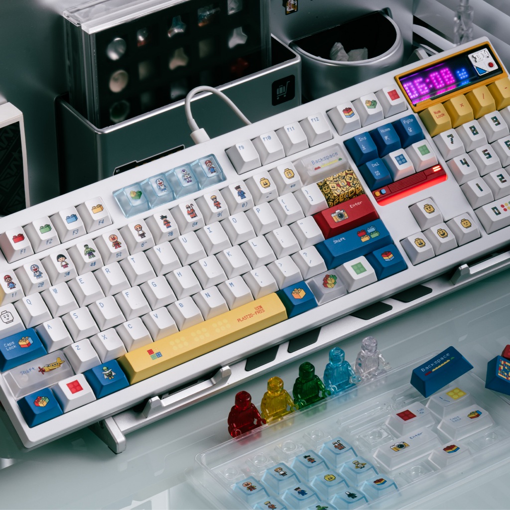 Taptempo Building blocks Keycaps Blue White PBT+PC Lego minifigure ...