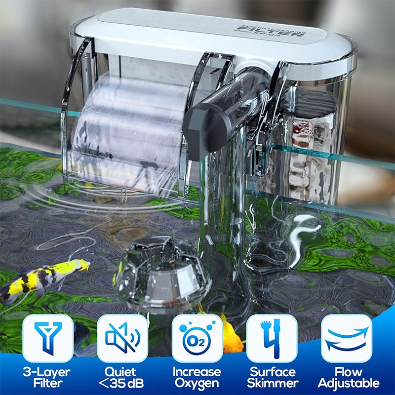Jeneca Aquarium External Hang On HOB Mini Slim Filter Deodorization ...