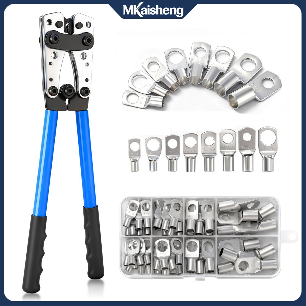 Hexagonal Wire Crimping 10-0AWG 6-50mm² Plier Blue Color Battery Cable ...