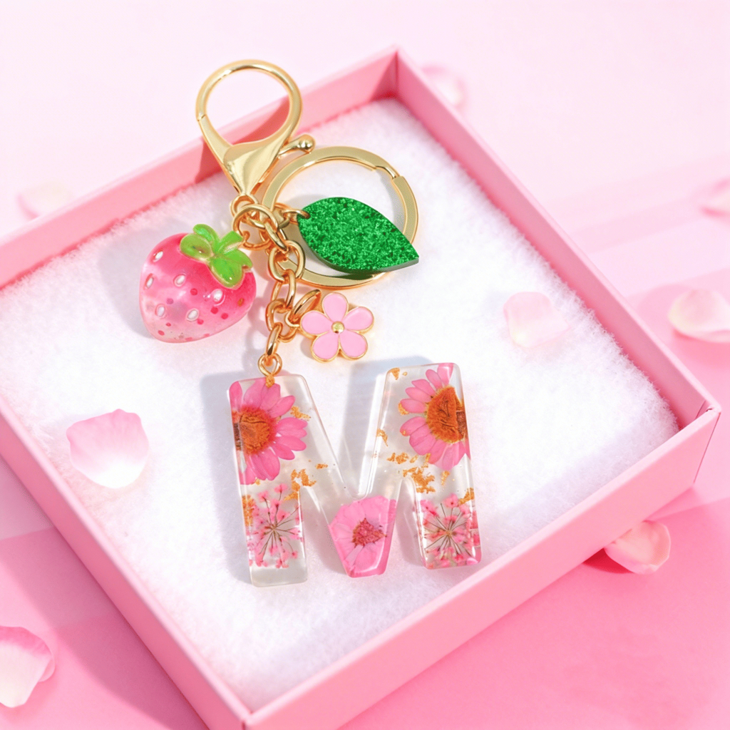 Pink 26 Letters Keychain for Women A-Z Letter Plush Ball Pendant ...