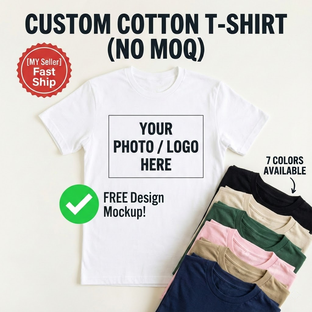 【MY Seller】Custom T-Shirt Printing | No MOQ | 100% Cotton | Fast ...
