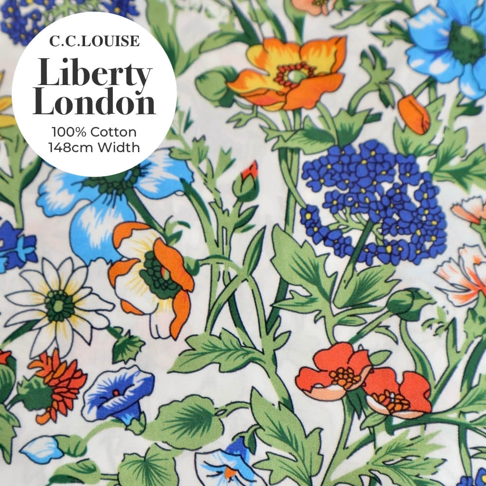Liberty London Cotton Poplin Satin Fabric - Rachel Spring Design, 148cm ...