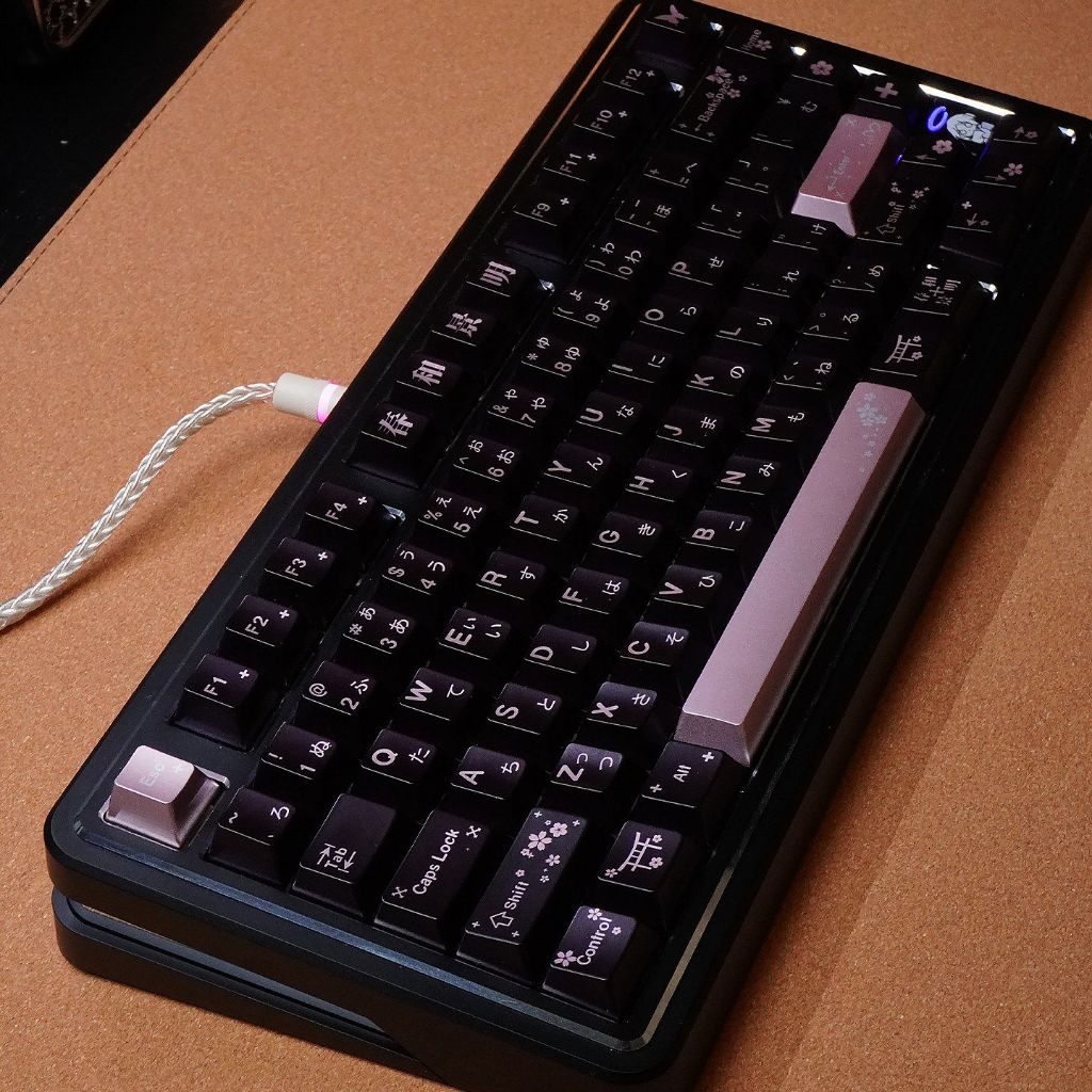 Spring Keycaps Black Silver Cherry profile Metallic paint Glossy Keycap ...