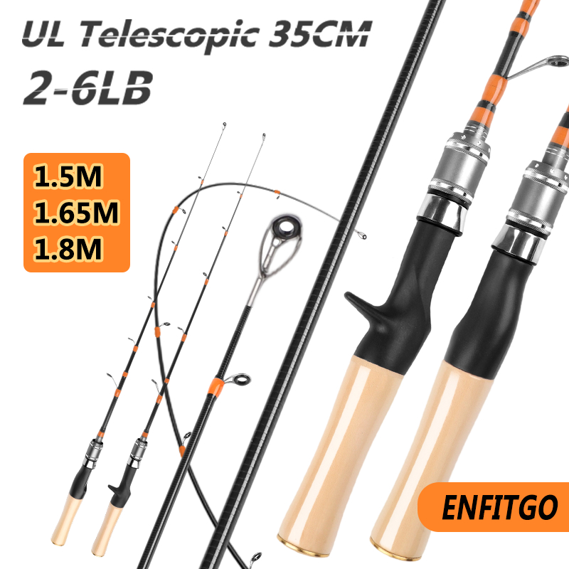 Telescopic Spinning/Casting Rod Pole Portable Rotating Travel Carp ...